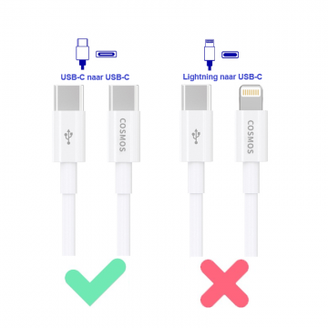 USB-C naar USB-C kabel geschikt voor iPhone 15 en iPhone 16