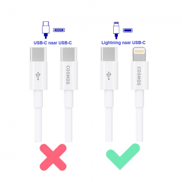 Optie 1. Lightning naar USB-C oplader kabel