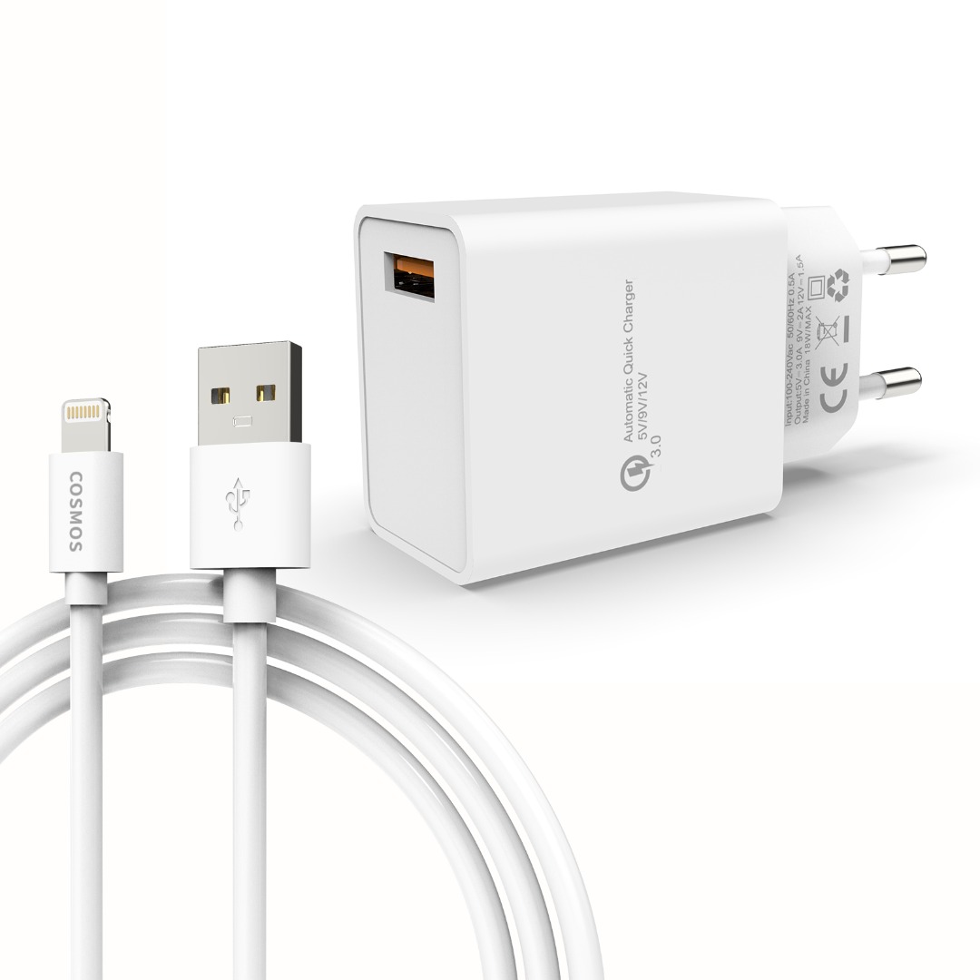 2m iPhone 18W USB Sneloplader + USB naar Lightning kabel - Oplader kabels - iPhoneoplader.nl De Specialist in iPhone oplader kabel + Gratis levering